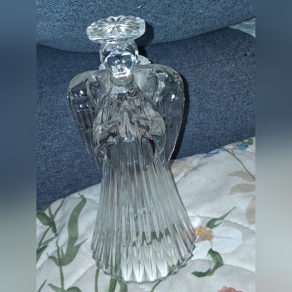 Vintage Lead Crystal Angel‎ Candlestick Holders 7" Set of 2 Crystal Clear